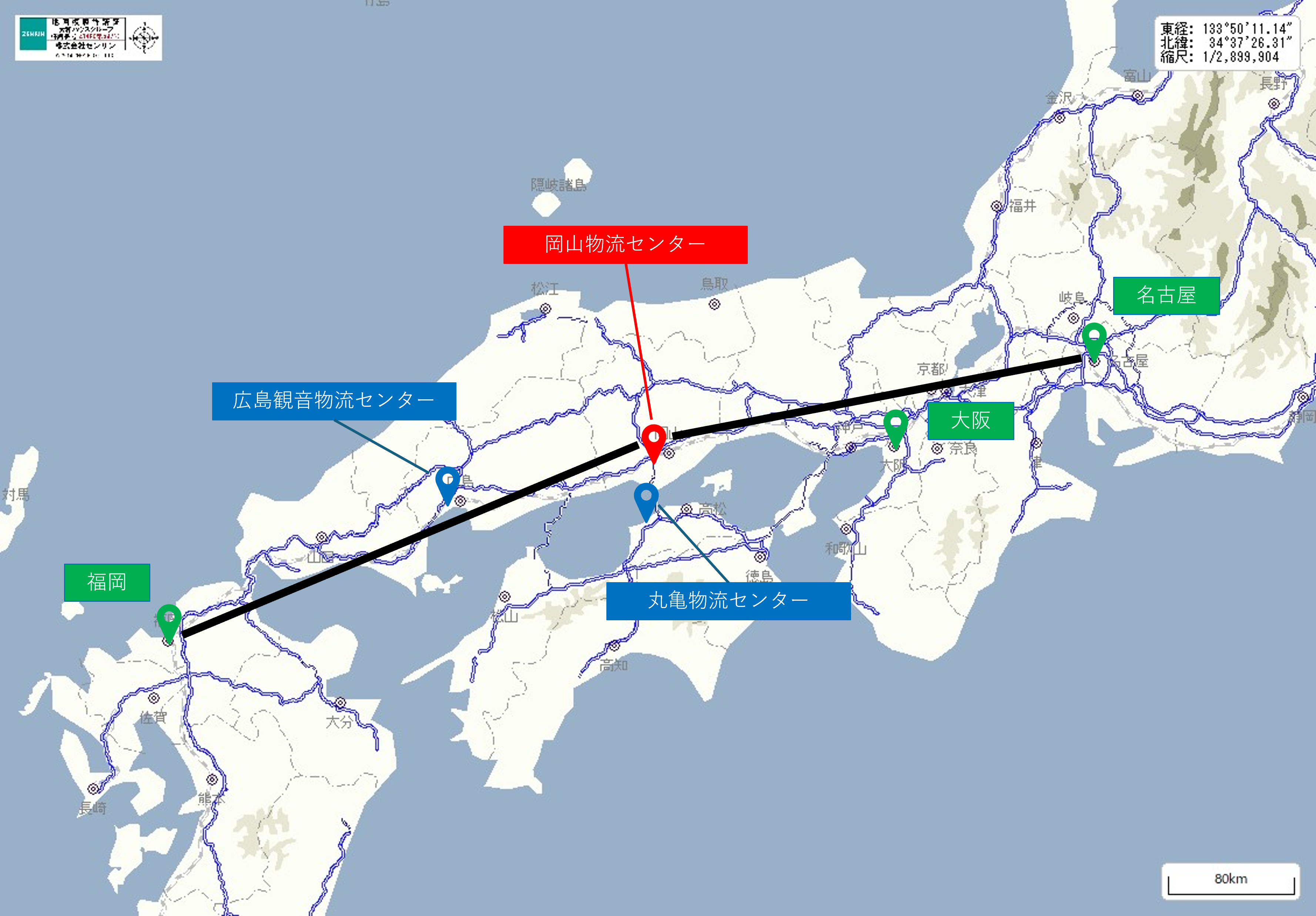 岡山物流センター 地図